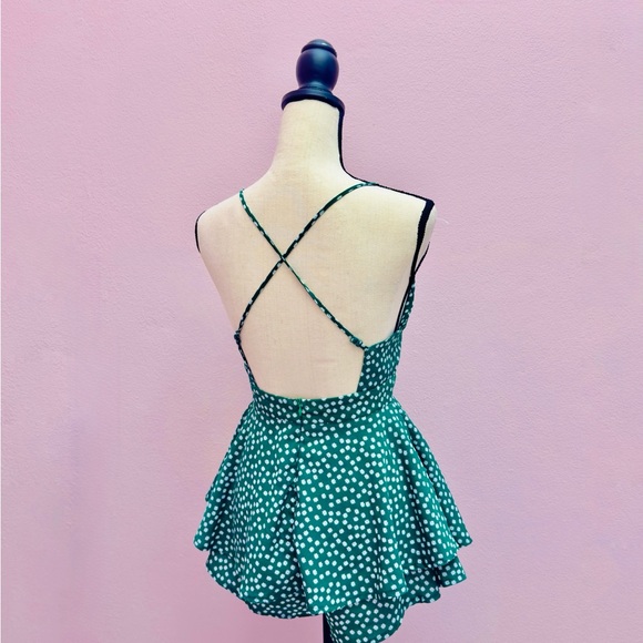 Green Floral Romper Dress - Picture 3 of 4